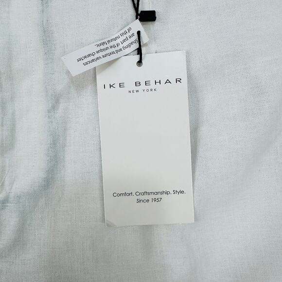 Ike Behar Linen Blend Pants Mens 2XL White Elastic Waist Drawstring Straight Leg - Picture 6 of 13